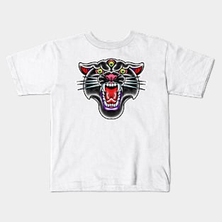 three eyed black panther head Kids T-Shirt